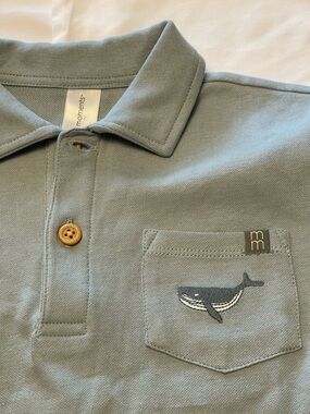 Boys Pale Blue Polo with Whale Pocket